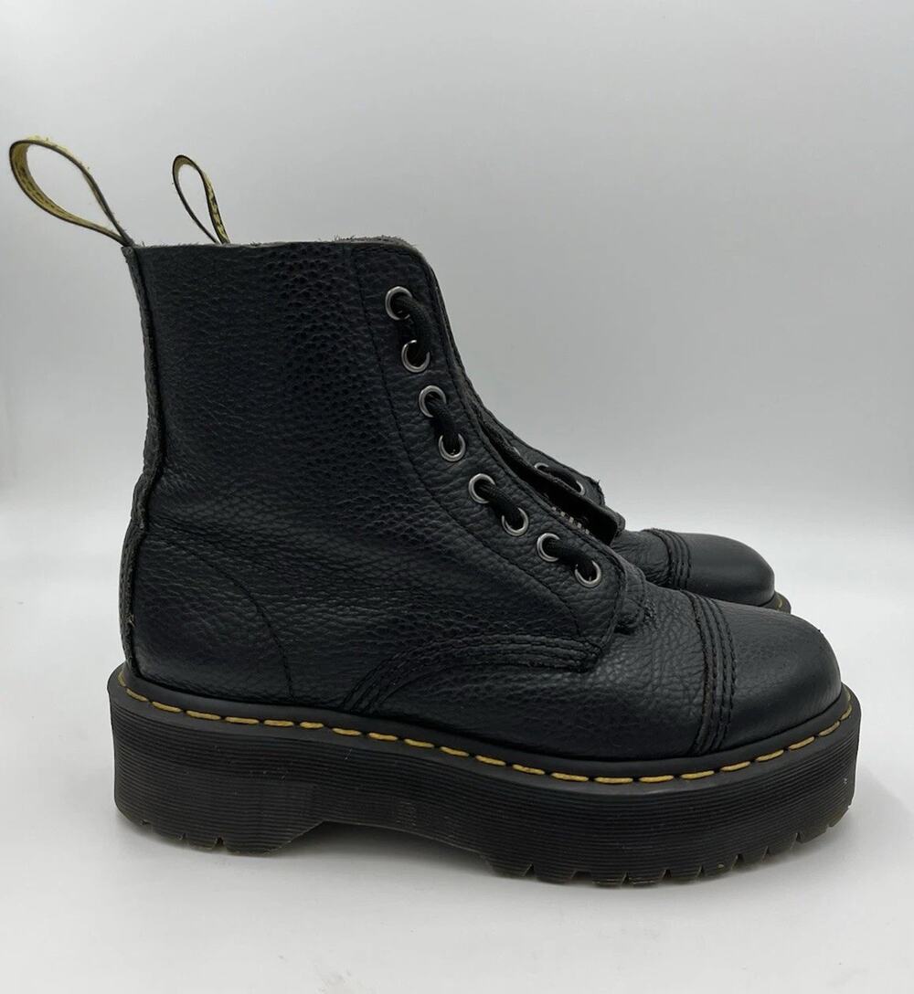 Doc Martens Sinclair Boots Women’s 7 Black Milled Nappa Leather Platform Zipper